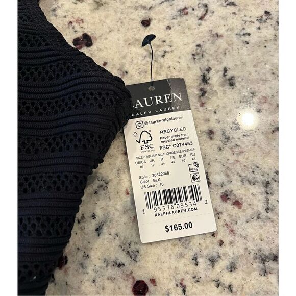 Lauren Ralph Lauren Women's Ottoman Mesh Square Neck Over The Shoulder One Piece - Picture 4 of 5